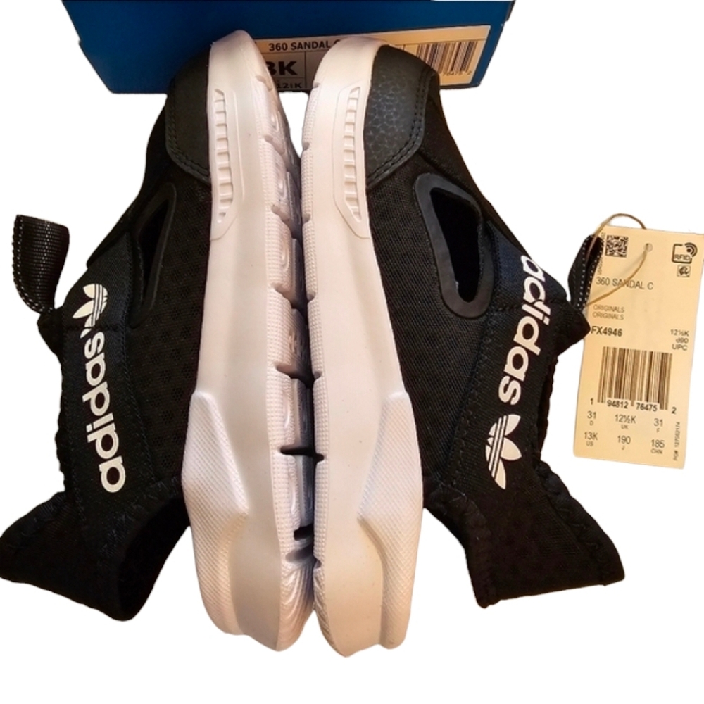 Adidas Originals 360 Sandal C Black White Kids Sizes 13 & 1 FX4946​ NEW IN BOX